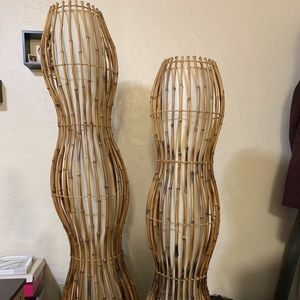 3 piece bamboo lamp set